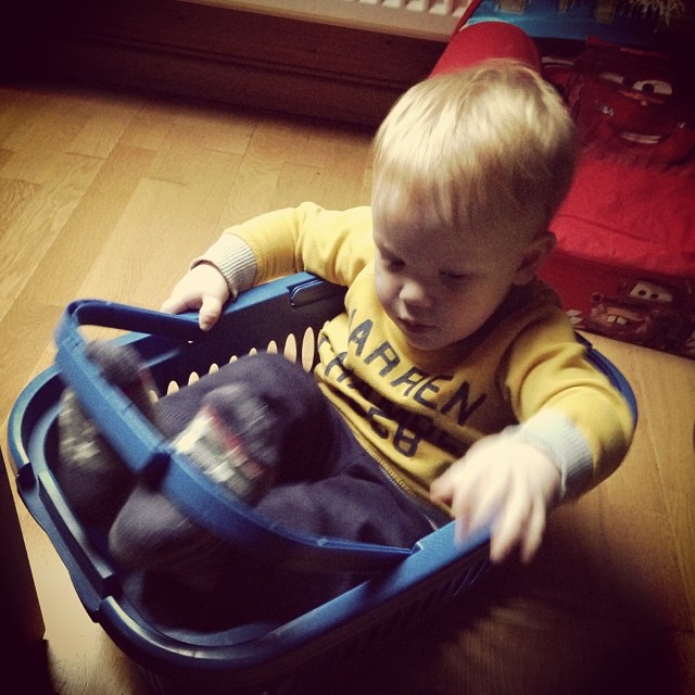 Who needs a chair when they have a hand basket? 😜