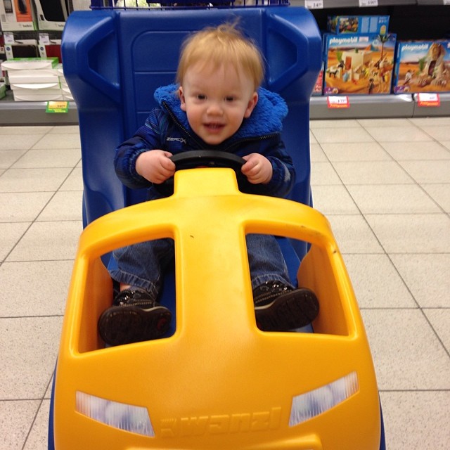 Someone's in a hurry to finish up last minute #christmas shopping! And also needs to get a hair cut. 😉 #toddlers #toddlersofinstagram #futureracecardriver #daddyisproud